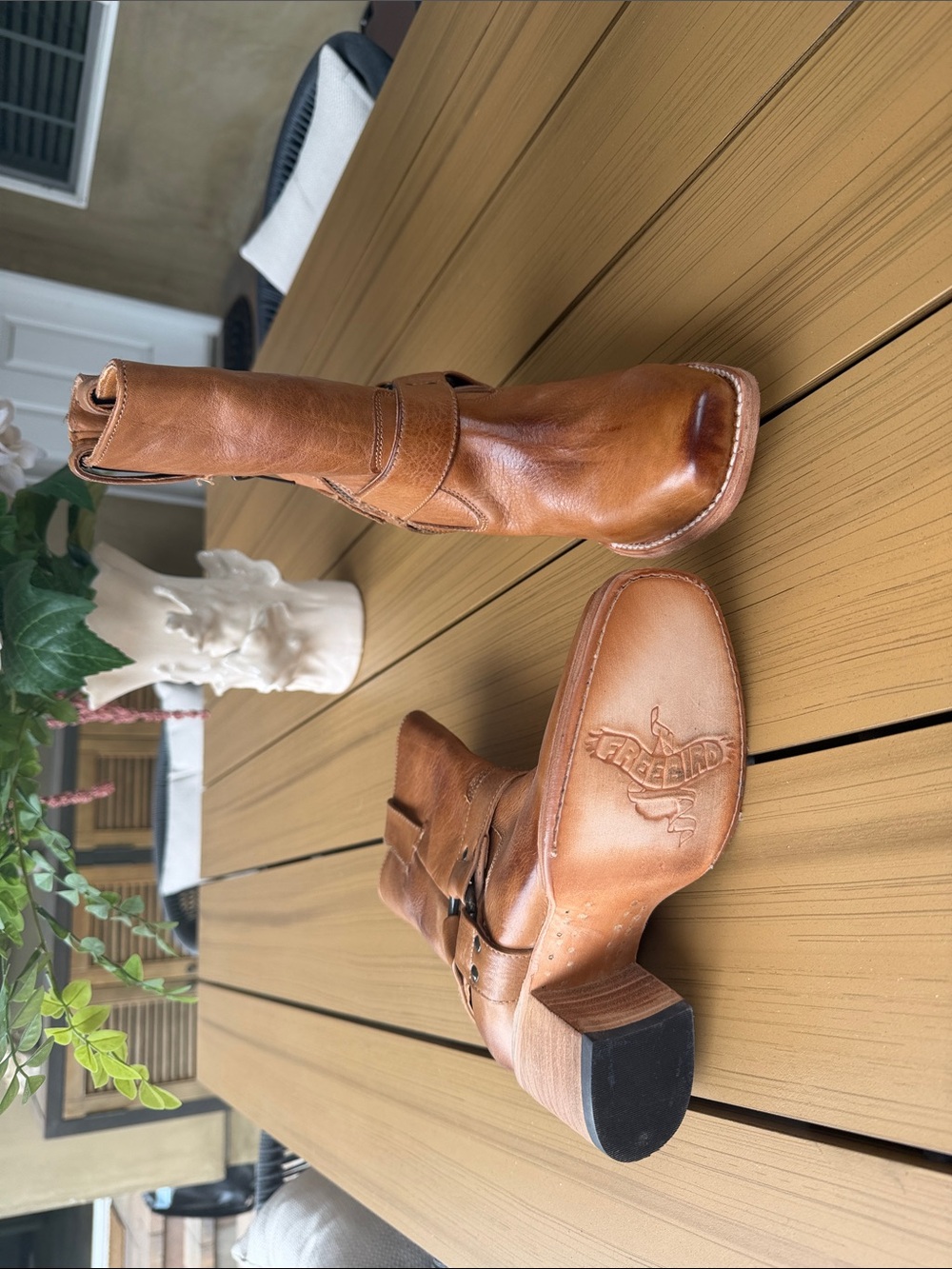 freebird Tan Leather Heeled Boots